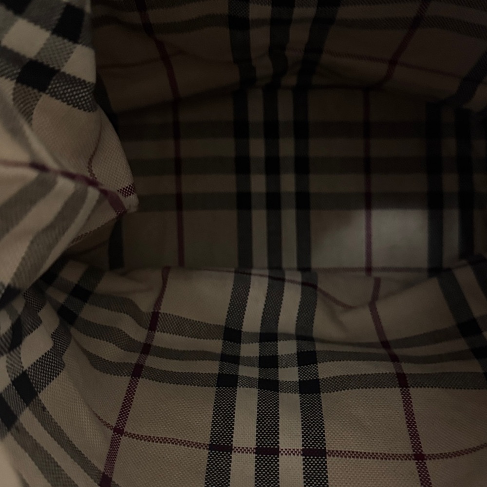 Burberry Beige Plaid Tote with Front Tie - Picture 9 of 9